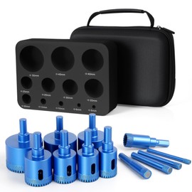 NouraVita 12 PCS Diamond Hole Saw Kit, Drill Bits kit Hole Saw Tile Drill Bits Kit Serrated Brazing Core Glass Drill Bit for Ceramic, Tile, Porcelain, Marble, Granite, Stone Bottles,Glass