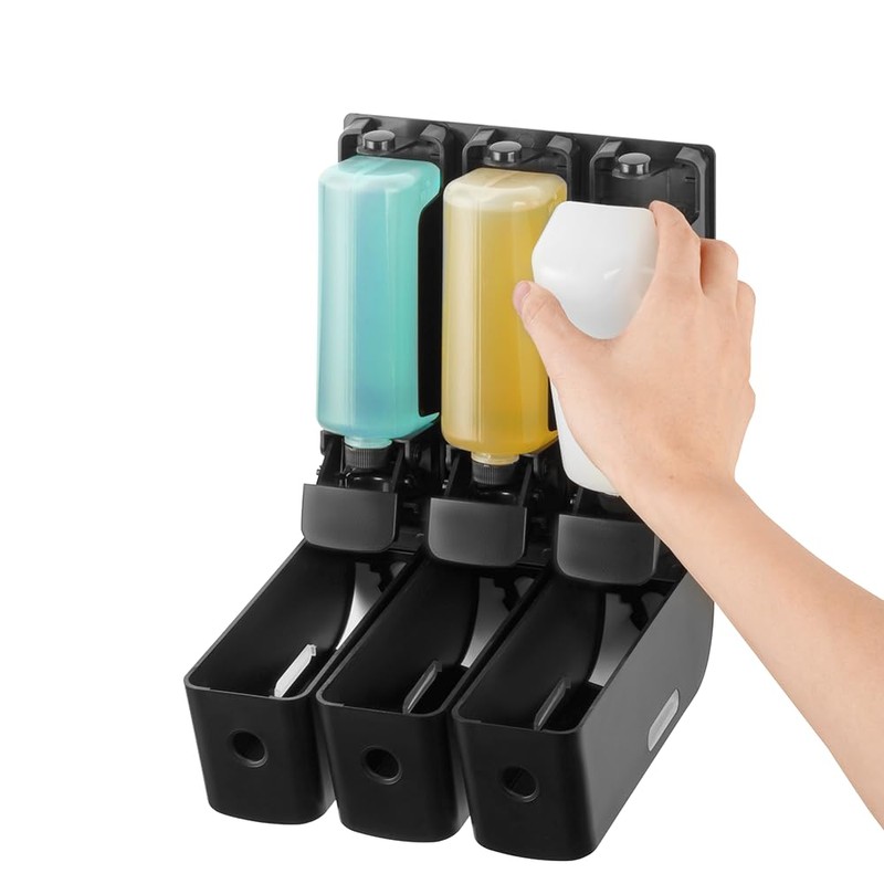 EZPULL EZ-SHOWER Wall Mount Body/Hair/Conditioner Trio Shower Dispenser for Bathroom/RV/Airbnb,