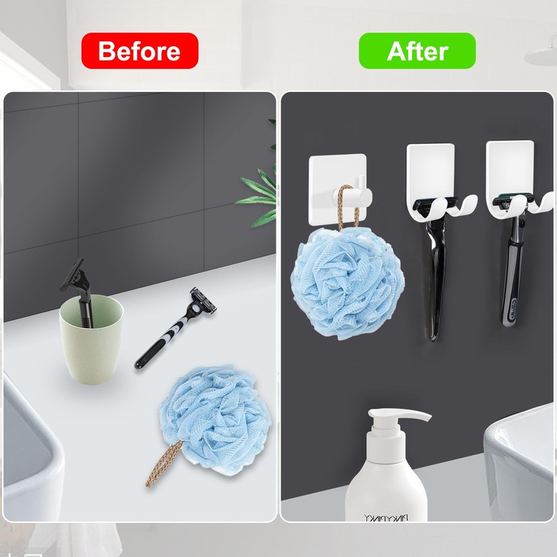 CGBE 4 Packs Shower Hooks for Inside Shower, Self Adhesive