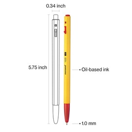 MONAMI BP 153 Retractable Ballpoint Pen, Medium Point (1.0mm), Red, 12-Count