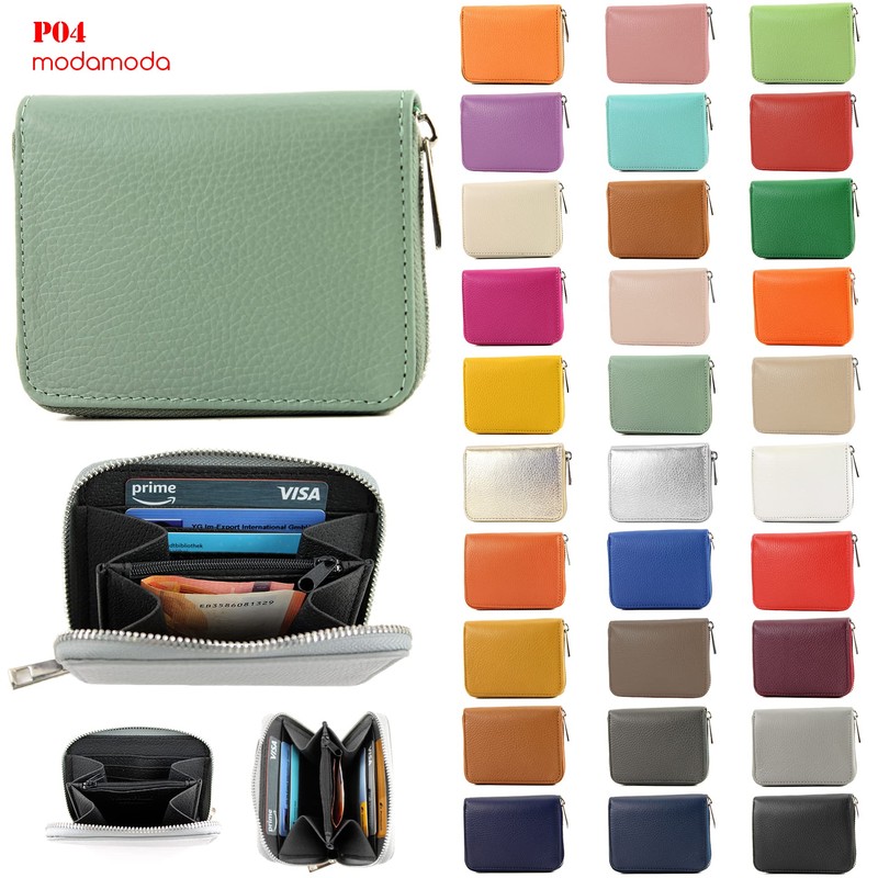 modamoda de - P04 Italian Women's Wallet Real Leather Short,