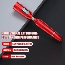 Tuffking Tattoo Gun Machine Kit-Cordless Rotary Tattoo Pen Set with 1,300 mAH Battery, Digital LED Display, Complete Tattoo Supplies Kit with 10Pcs Needles for Beginners Artists