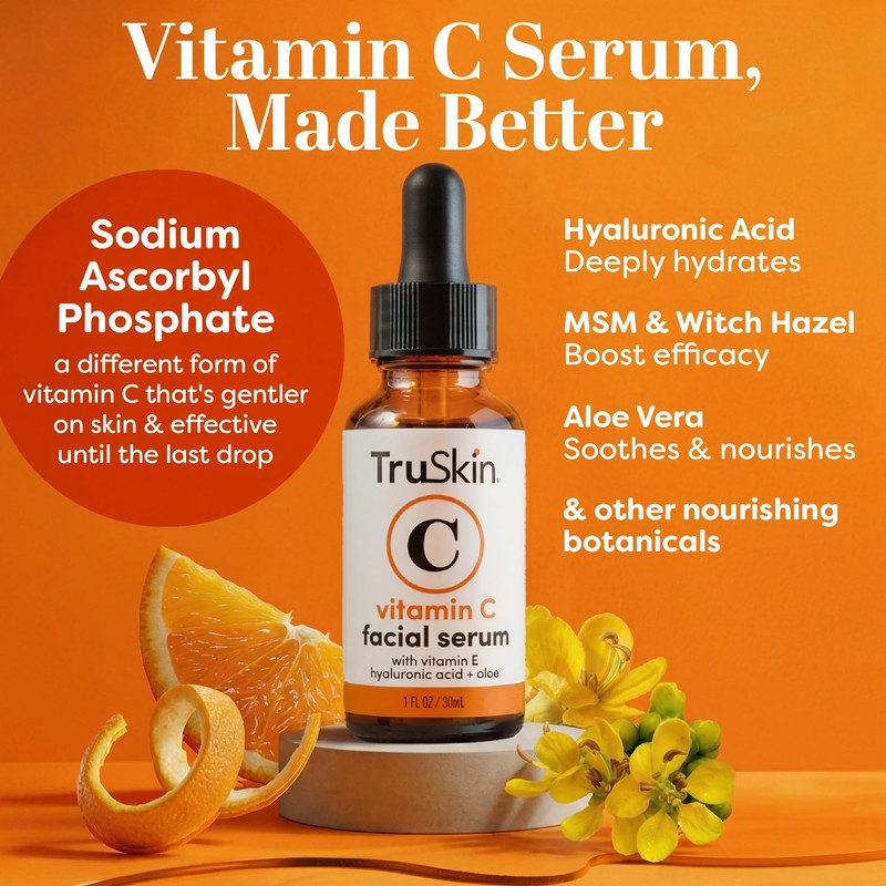 TruSkin Brightening Vitamin C Serum for Face with Hyaluronic Acid,