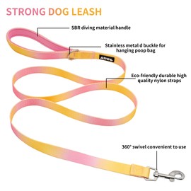 AIITLE No Pull Small Dog Harness and Leash Set-Escape Proof/Quick Fit Dog Halter Harness,Easy for Training Walking -Sturdy Buckle and Double D Ring -Puppy Harness for Small Dogs,Yellow-Pink Gradient S