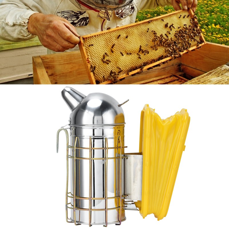Pointed Beehive Smoker with Heat Protection Board Stainless Steel Bee