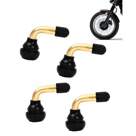 HZAOPZE 4 Pieces 90 Degree Motorcycle Tubeless Valve, Scooter Valve, Tyre Valve, Brass Tubeless Valve, Angle Valve Brass Snap-in for Cars, Bicycles, Motorcycles, Scooters