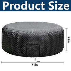 Tlswshsy 71'' x 27'' Insulated Inflatable Hot Tub Thermal Cover, Energy Efficient Hot Tub Cover with Zipper Door, Inflatable Hot Tubs Full Coverage for Keeping Warm Extra Insulation and Dustproof