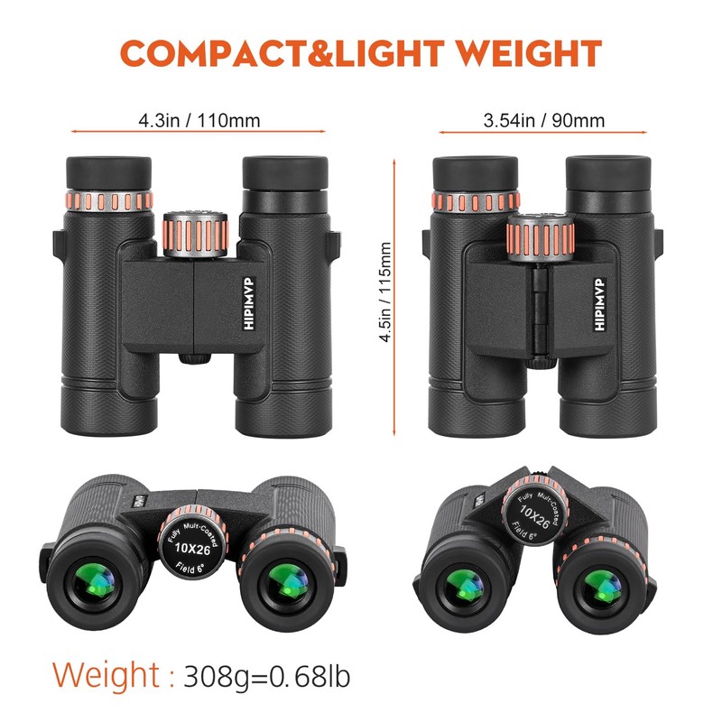 Hipimvp 10X26 Professional Binoculars for Adults high Powered with Phone
