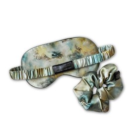 Silk & Willow 100% Pure Mulberry Silk Sleep Eye Mask & Hair Scrunchie Gift Set (Seascape)