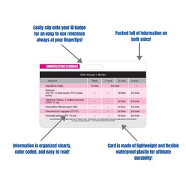 Immunization (Vaccination) Schedule Horizontal Badge Cards - Excellent Resource for Nurses, Nursing Clinicals, and RN Students - Great Nursing School Supplies and Accessories