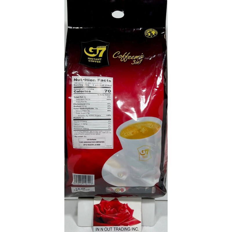 Trung Nguyen G7 G7 3-In-1 Instant Vietnamese Coffee 100 Sticks
