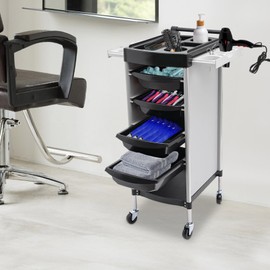 WUSILILU Salon Trolley, 6-Tier Drawer-Type Multi-Functional Salon Trolley, Hairdressing Shelf with Wheels, Mobile Storage Station Hairstylist Cart, Rolling Hair Cart Organizer (White)