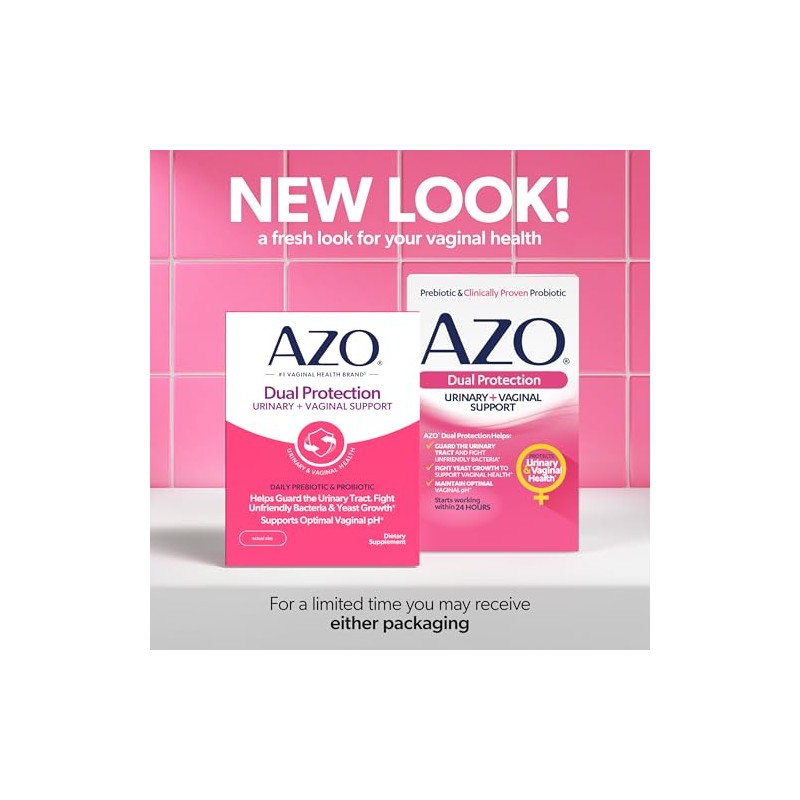 AZO Dual Protection, Urinary + Vaginal Support, Prebiotics and Probiotics