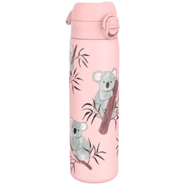 Ion8 Vacuum Insulated Steel Water Bottle, 500 ml/18 oz, Leak Proof, Easy to Open, Secure Lock, Dishwasher Safe, Fits Cup Holders, Carry Handle, Scratch Resistant, Metal Water Bottle, Koala Design