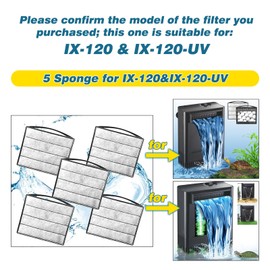 TARARIUM Turtle Tnak Filters Material 5PCS Low Water Level Filters Replacement Aquarium Filters for IX-120 Filter & IX-120 U-V