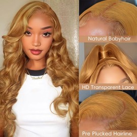 BOTNNS Honey Blonde Wig Human Hair 13x4 Body Wave HD Lace Front Wigs Human Hair Pre Plucked Human Hair Lace Front Wigs 200 Density Lace Frontal Wigs Human Hair 22inch