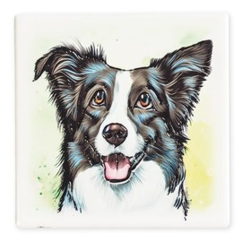 Art of Arora 2951 Border Collie Ceramic Coaster 10 x 10cm