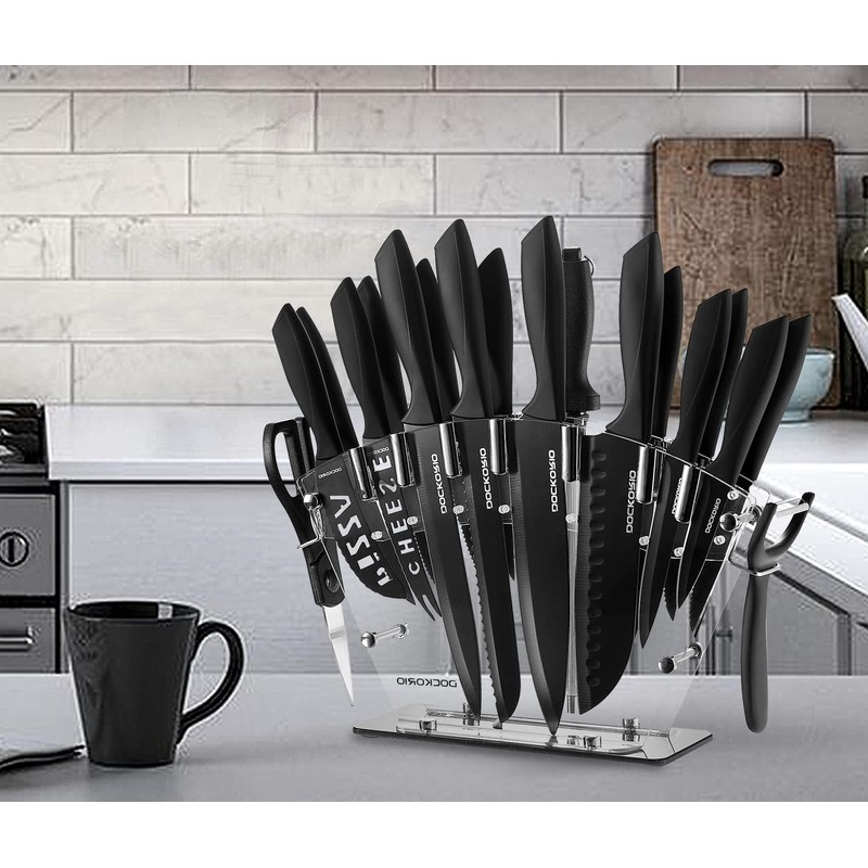 Dockorio Kitchen Knife Set with Block, 19 PCS High Carbon