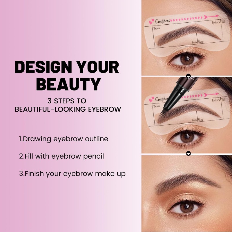 Waterproof Microblading Eyebrow Pen,2-in-1 Dual Ended Eyebrow Pen & 10