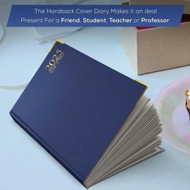 2025 A4 Blue Diary Week to View Desk Diary A4 Weekly Planner Hard Backed with Metal Edges for Home and Office Use - 60 gsm paper