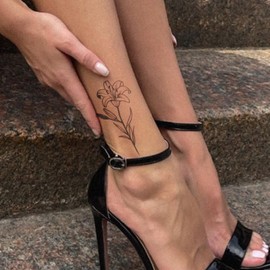 Tattoo Tech, 2 Sheets Small Semi Permanent Tattoo, Lasts 7-15 Days Temporary Tattoos (Lily Flower), Waterproof and Non-Reflective, Everyday Minimalist Design for Arm Ankle, Exquisite Packaging