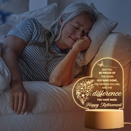 Vetbuosa Retirement Gifts for Women, Thank You Leaving Gifts Night Light, Heart-Shaped Retirement Gifts Lamps, Retiring Presents Ideas, Happy Retirement Gifts for Teacher Nurse Friend Colleagues