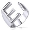 KeyStyle Initial E Ring Alphabet Silver Tone Stacking Ring Adjustable