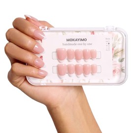 Uñas postizas con punta francesa - Punta francesa blanca almendrada corta, kit de 10 uñas acrílicas postizas hechas a mano con pestañas adhesivas impe