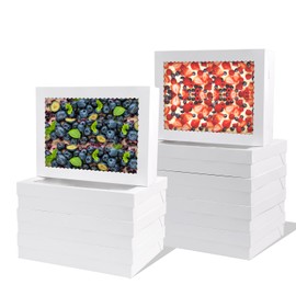 PFAMKEER 12pcs 19x14x4 inch Cake Boxes with Window，White Rectangle Sheet Large Bakery Boxes for Pastry Dessert Cake, Cupcakes Donuts Cookies Pie Treat Packaging