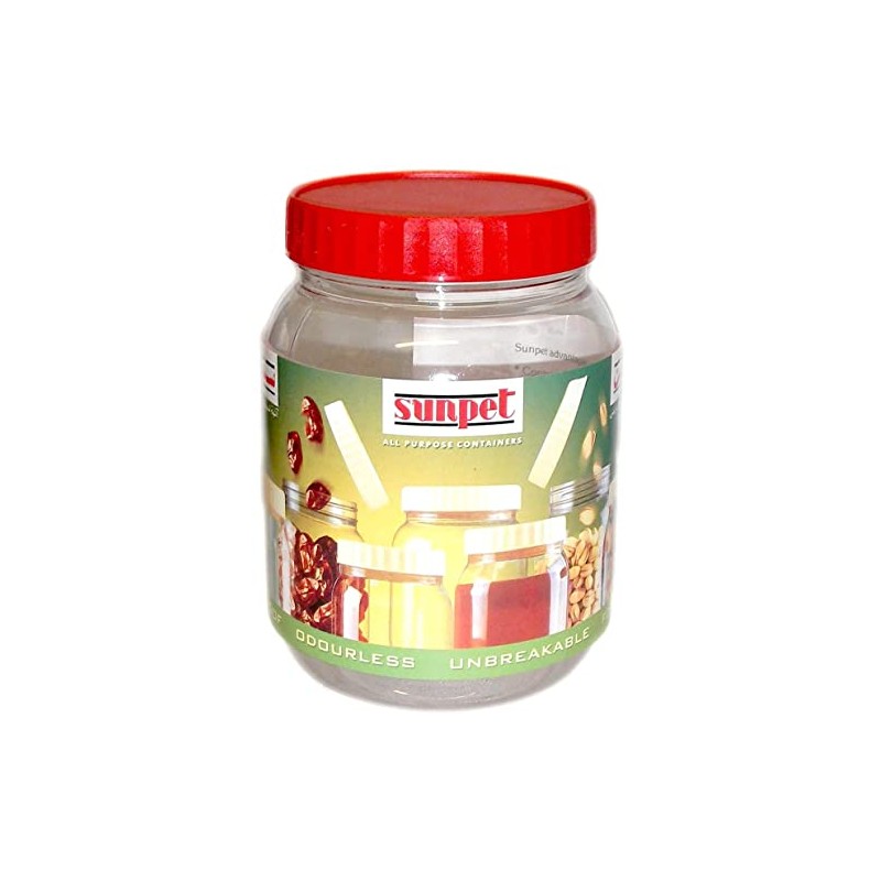 Sunpet J1500 Large Red Top Plastic Food Storage Canister Size