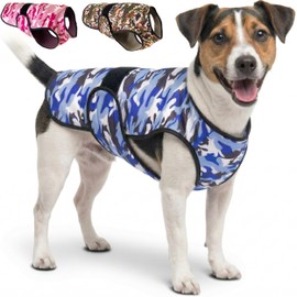 LUCOLOVE Dog Cooling Vest, 2-Layer Microfiber Cooling Jacket, Blue, S