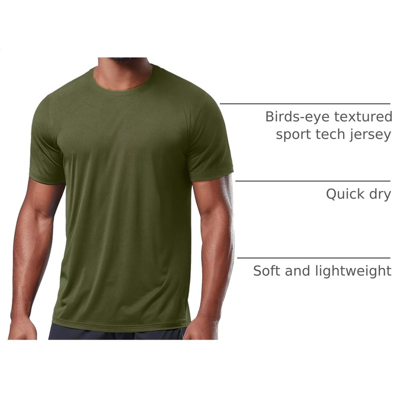 Zengjo Workout T Shirts for Men Quick Dry(Army Green,XL)