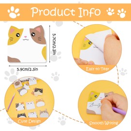 24 Pads Cute Sticky Notes, Mini Cat Shape Cartoon 720 Sheet Memo Pads, Funny Novelty Kawaii Bulk Self Adhesive Posted Notes for Teachers Students Home Office School