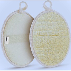 Luxcy Natural Loofah Exfoliating Body Scrubber, Dual-Sided Shower Loofah Sponge, Bath Shower Loofah Spong for Men and Women, Face and Body Bath Scrubber- 3 Count (1 Pack)