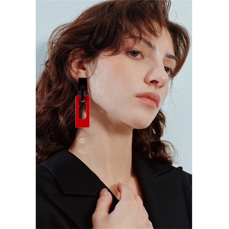 Boho Lightweight Retro Simple Acrylic Splicing Rectangle Earrings for Women