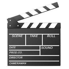 Movie Film Clap Board, Hollywood Clapper Board Wooden Film Movie Clapboard Accessory with Black & White, 12"x11" Give Away White Erasable Pen