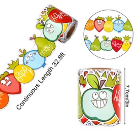 Whaline 32.8ft Fruit Bulletin Board Borders Cute Cartoon Fruit Die-Cut Rolled Border Trim for School Classroom Office Chalkboard Decoration