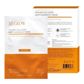 ReGlow RESTORE PRO Bio-Collagen Deep Overnight Mask - 6 Pack, Hydrating Overnight Hydrogel Mask, Pore Minimizing, Elasticity Improvement, 34g x6ea
