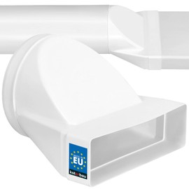 KOTARBAU® Rectangular Pipe Connector 60 x 200 mm for Round Pipe Diameter 150 mm Plastic Adapter Pipe Connector Exhaust Duct Reducer for Ventilation Systems White Flat Duct to Round Pipe Transition