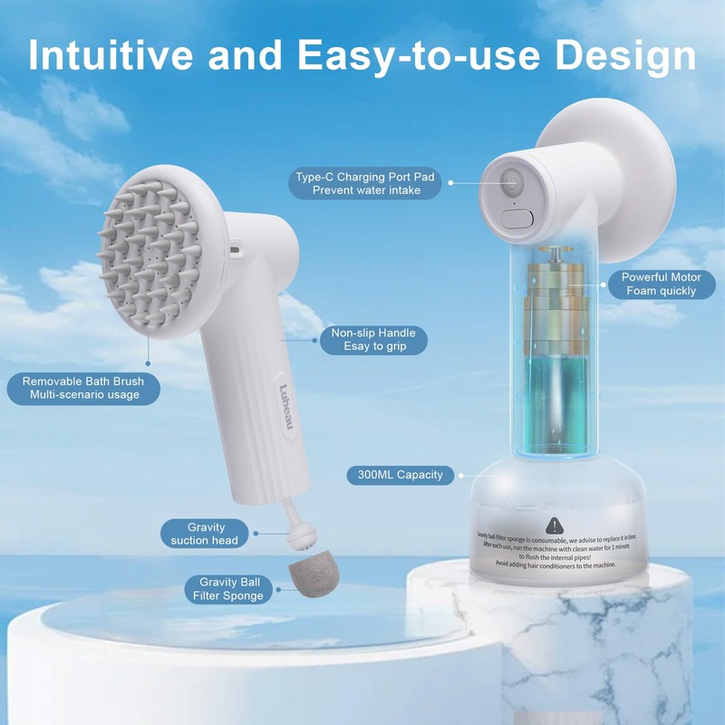 Pet Electric Foaming Dog Shampoo Dispenser with Brush for Dogs