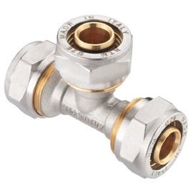 CORNAT VRS670616 Screw-T-Piece Complete Nickel-Plated Brass 16x16 mm 90°, Silver, Ø 16 mm