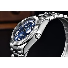 Pagani Design 1752 DD36 Luxury Men's Automatic Mechanical Watch, Sapphire Glass, Day Date Watch, Seagull Caliber ST16, 100m Water Resistant (Navy Blue)