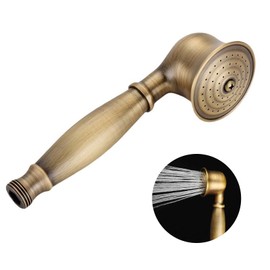 DRELD Retro Shower Head Copper Hand Shower, 1 Piece Brass Shower Head, Antique Shower Head, Nostalgic Retro Hand Shower with Telephone Style Gold Shower Head (17 cm Long, 5 cm Head Diameter)