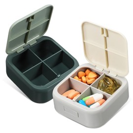 Hohopeti 2pcs Pill Organizer Travel Accessory Small Vitamin Pill Case Tight Seal and Easy Cleaning