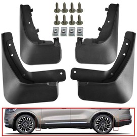 IINAWO 4pcs Flaps Splash Guards Mudguards Front Rear for Lincoln for Aviator 2020-2021 Heavy-Duty Black V6 3.0L-Engine Polished 4MFSGMFLA22FR