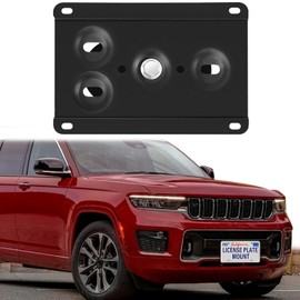 Steel Front License Plate Mount – No-Drill License Plate Bracket with Anti-Theft Screws Compatible with Jeep Grand Cherokee L 2021-2024,Install in Seconds