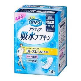 Relief Active Absorbent Napkins, Long and Night Use, 6.1 fl oz (180 cc), 14 Pieces, 11.4 inches (29 cm), For Women Light Urine Leak