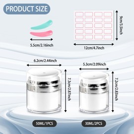 FINEASY Pack of 3 Airless Pump Jars, Cream Pump Dispenser, Empty, Cream Dispenser 30 ml/50 ml, Refillable Portable Airless Vacuum Cosmetic Container, Lotion Jar for Travel