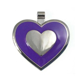 LuckyPet Heart Shaped Jewelry Tag - Dog Identification Tag - Easy to Read Laser Engraving on The Back Side - Size: Large, Color: Purple