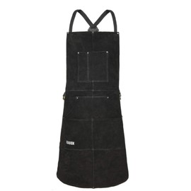 LeaSeek Leather Welding Apron,Heat & Flame-Resistant Heavy Duty Work Apron with 6 Pockets,Woodworking Shop Apron